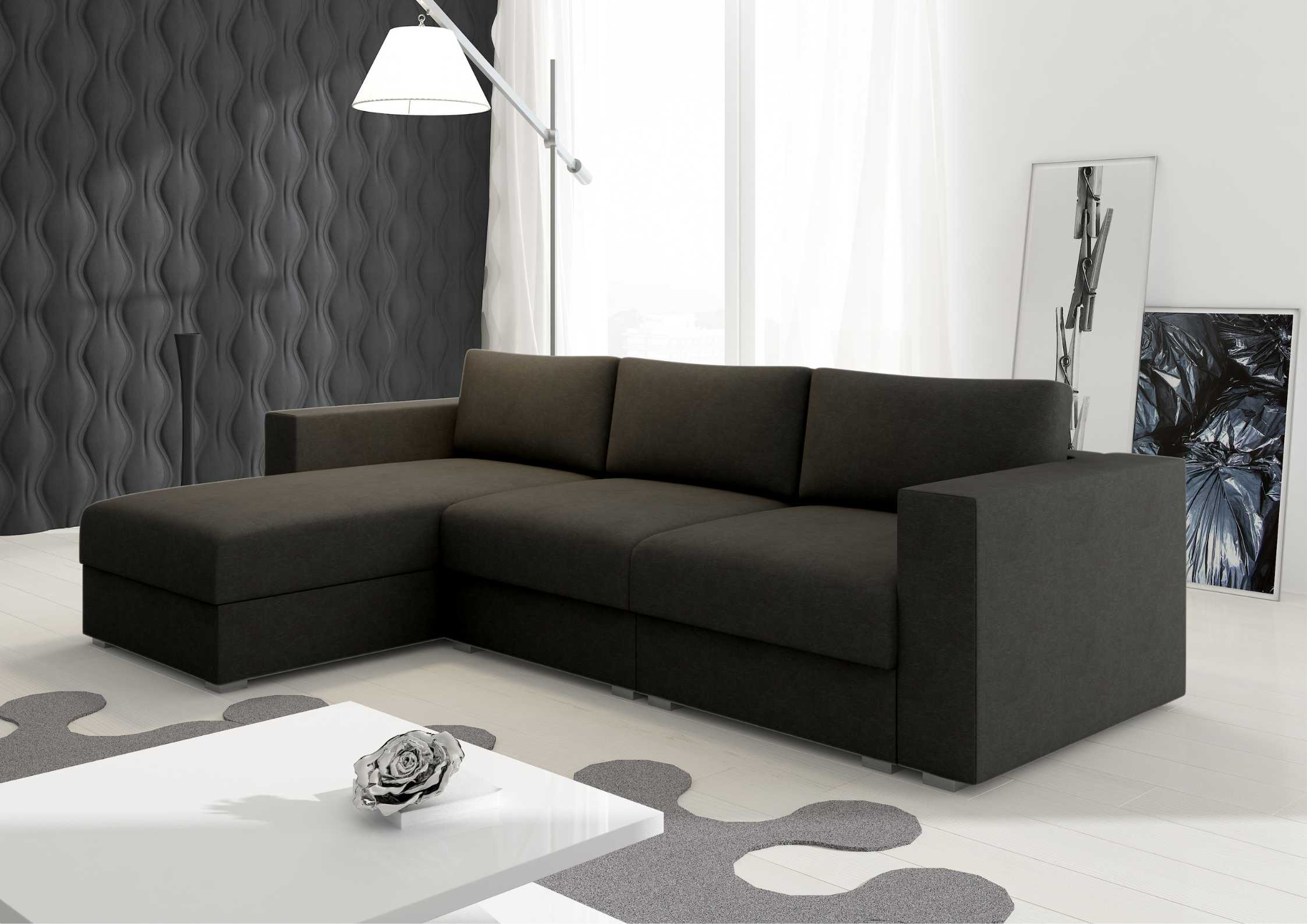 Modułowy narożnik z przeszyciami w kolorze czarnym